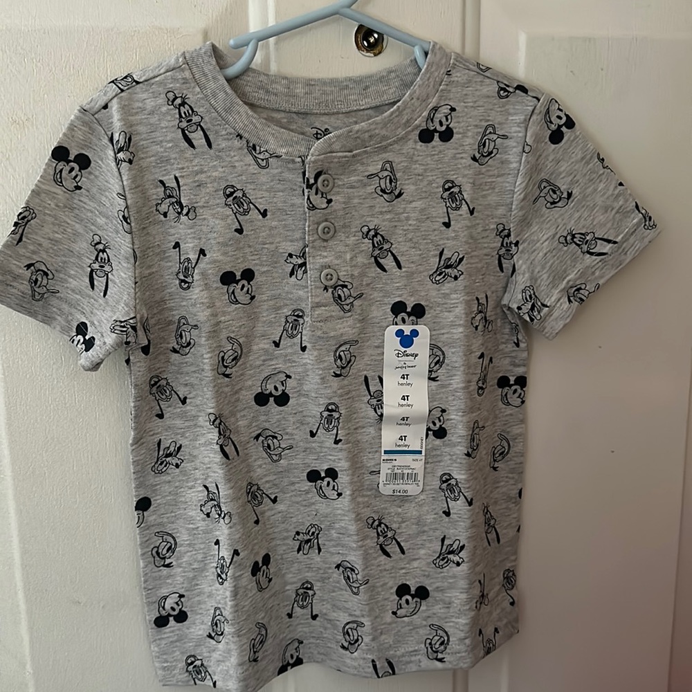 JUMPING BEANS MICKEY AND FRIENDS HENLEY: GRAY/BLUE: NWT: SZ 4T